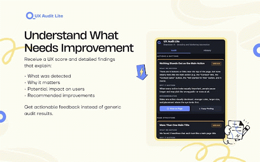 UX Audit Lite :: Analyze the current webpage and generate a UX audit report with actionable findings.