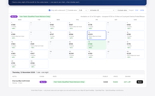 Hotel Rate Finder :: Compare corporate hotel rates: one search checks hundreds of corporate codes for a chain, a whole month, or every supported chain.