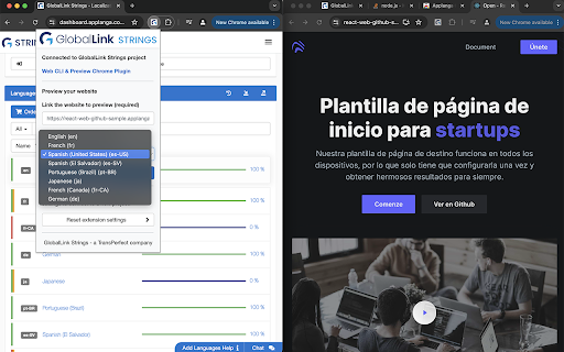 GlobalLink Strings Chrome extension :: GlobalLink Strings plugin, for live previewing webpage translations