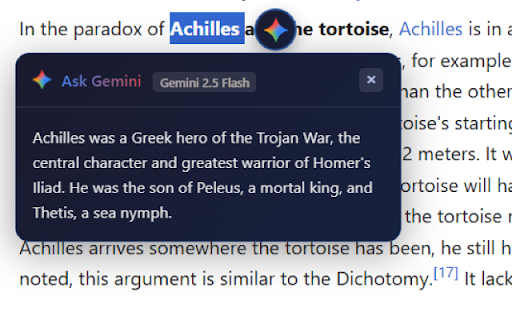 Ask Gemini :: Quickly find out what highlighted text means by asking Gemini AI