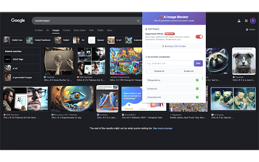 AI Image Blocker :: Hides AI-generated images from Google Search.