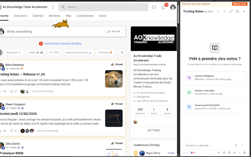 Trading Notes by AOKnowledge :: Ne perdez plus jamais une analyse. Capturez vos insights trading en 1 clic avec screenshot et résumé auto.