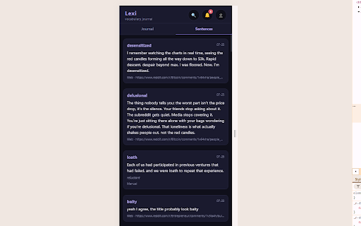 VocaLearn – Sentence Miner :: Capture vocabulary in context from any web page and save it to your Vocabulary Journal account.