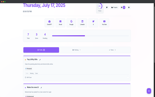 All Day Plan :: Transform your New Tab page into beautiful and powerful daily planner. Organize tasks, manage projects, and stay focused every day.