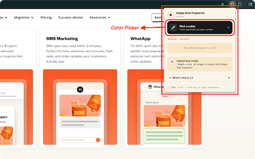 Image Size Inspector :: Inspect images and pick colors from anywhere on your screen — dimensions, palette, hex codes, all auto-copied. 100% local.
