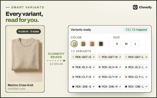 Cloneify - Copy Products :: Import products from any store into your Shopify store, from a side panel that stays put.