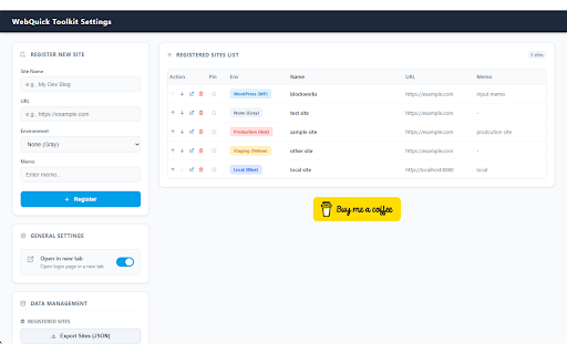 WebQuick Toolkit :: Handy web dev tools: quick WordPress access, text processing & conversion, simple editor, and site bookmarks.