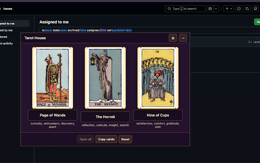 Tarot House :: A stable floating tarot card widget.