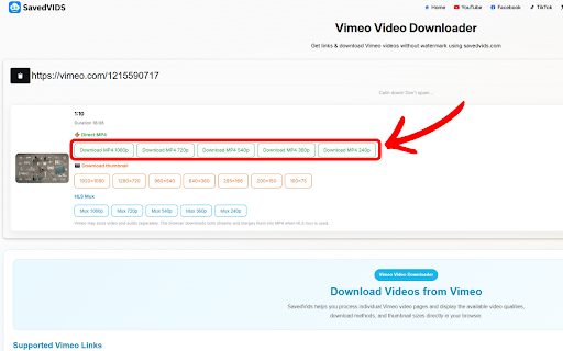 Vimeo Video Downloader - HD Video & Thumb Saved :: Download Vimeo videos in multiple resolutions with ease. Download videos with just one click.