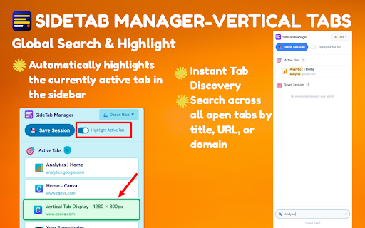 SideTab Manager - Vertical Tabs & Sessions :: Transform Your Tab Management Experience. The Ultimate Vertical Tab Manager for Chrome