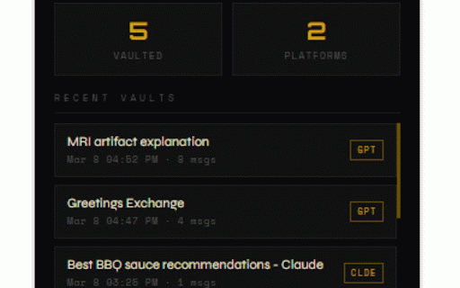 ArkVault — AI Memory Vault :: Vault your AI conversations from ChatGPT, Claude, Gemini, and more. Local only. Private. Yours forever.