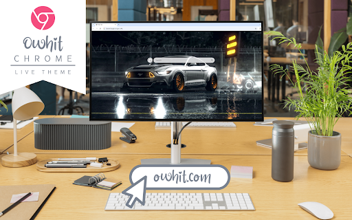 Ford Mustang GT Live Wallpaper :: A white Mustang with orange rims in a snowy scene, paired with quick shortcuts.