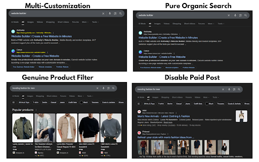 Google Search Sponsorlink Remover And Customizer :: This extension gives you the ability to customize how your Google search results look like.
