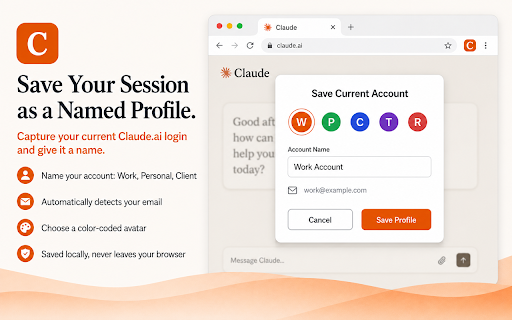 Claude Account Switcher :: Switch Claude.ai accounts in one click. Manage multi-account sessions, track limits with a usage bar, and organize saved profiles.