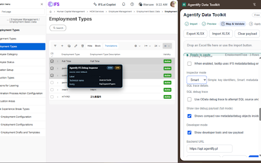 Agentify - IFS Cloud Excel Import :: Agentify extension for row copy, paste, mapping and validation in IFS Cloud.