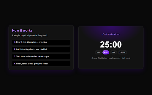 Focus Booster :: Run Pomodoro focus sessions and block distracting sites only while you work.