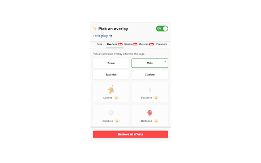 ScreenJoy — Virtual Pets, Screen Effects, Screen Customizer :: An animated pet wanders your screen, plus overlays, masks, and cursors for your browser.