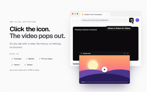 Picture in Picture for Videos :: Picture in Picture for floating video from any site