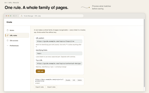 Knote :: Your thoughts, waiting where you left them. Tie a note to any link, and it surfaces the moment you're back on that page.