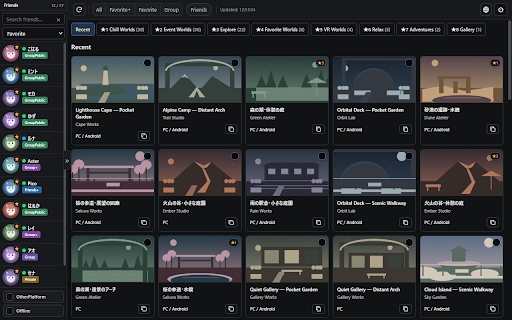 VRChat Friends & Group Instance Viewer :: Unofficial VRChat viewer for friends, instances, Favorite worlds and notifications, with Favorite and invite management.
