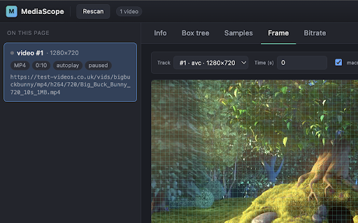 MediaScope :: Inspect media metadata, MP4/WebM structures, packets, audio, subtitles, and MSE streams.