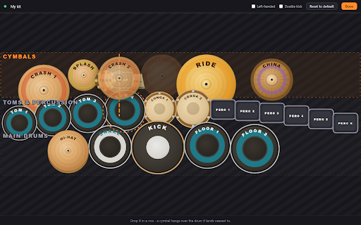 Drum Visualizer for Songsterr :: See Songsterr drum tabs as a live drum kit or falling notes - in sync with playback, showing which drum to hit.