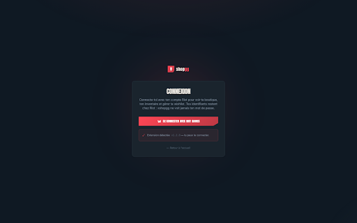 vshopgg — Connexion Valorant :: Connexion sécurisée à vshopgg : transmet le token Riot au site après la connexion officielle. Ton mot de passe reste chez Riot.