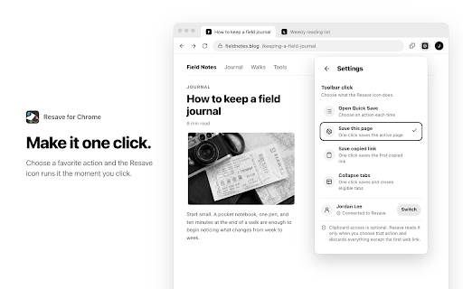 Resave :: Save the current page or a copied link to Resave, or collapse the current window into private Old Tabs.