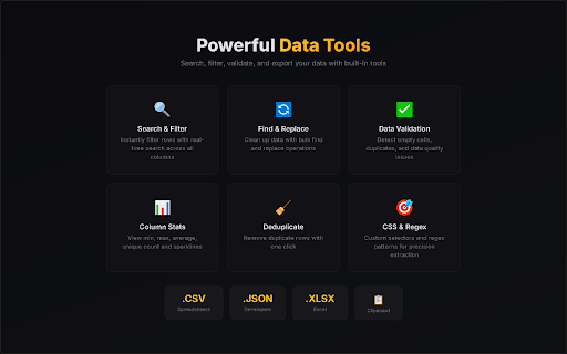 Data Scraper :: Powerful data extraction from any website. Auto-detect tables, lists, emails, images. Export to CSV, JSON, Excel.