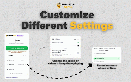 EdPuzzle Genie – Edpuzzle Answers & Auto Solver :: Auto-answer Edpuzzle assignments: AI reads the video transcript, writes open-ended answers, speeds up and plays in background.