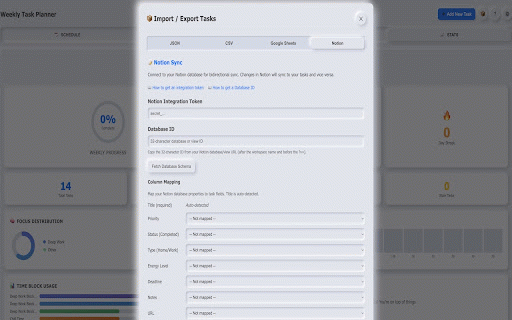 Weekly Task Planner :: A weekly task planner with priority management, scheduling with insights and visual time blocking.