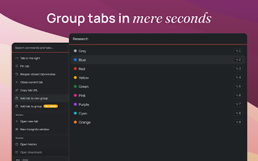 Conduktor: Search, Rename & Group Tabs :: Conduktor is a keyboard-first launcher that helps you navigate tabs, groups, and browser actions faster.