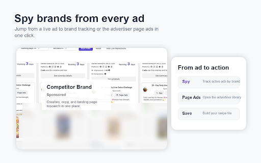 Hooksy: Facebook Ad Library Spy, Spend & Save Ads :: Facebook Ad Library spy tool to save ads, reveal EU/UK ad spend, filter creatives, and track competitor brands.