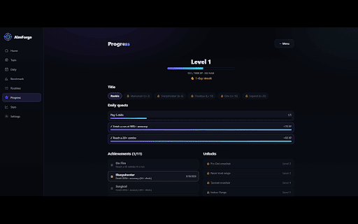 AimForge: Aim Trainer :: A first-person aim trainer: 25 drills, gun skins, themes & stats. All gameplay runs locally on your device.