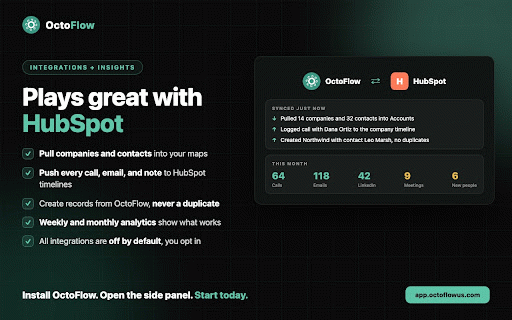 OctoFlow :: Stay connected to the people that matter. Log any outreach in one click, stay top of mind, and keep your network healthy.
