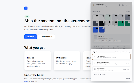 Design Token Extractor :: Read any site's real design system: colour, type scale, spacing, radius and shadows. Export CSS, JSON tokens or Figma styles.