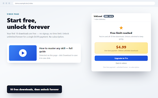 VidLoad :: Save HTML5 and HLS videos from any webpage to your computer.