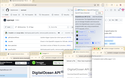 API Factory - OpenAPI Viewer & Playground :: Instantly detect and preview OpenAPI specs on any page. Explore, validate, and open in your favorite API tools.