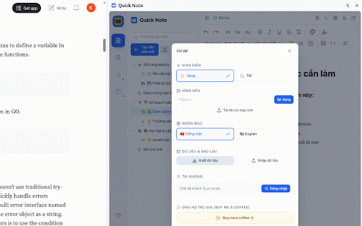 Quick Note - Ghi chú & Highlight Web :: Ứng dụng ghi chú nhanh trên thanh bên (sidebar). Bôi đen, đánh dấu (highlight) văn bản trên mọi trang web và tự động đồng bộ.