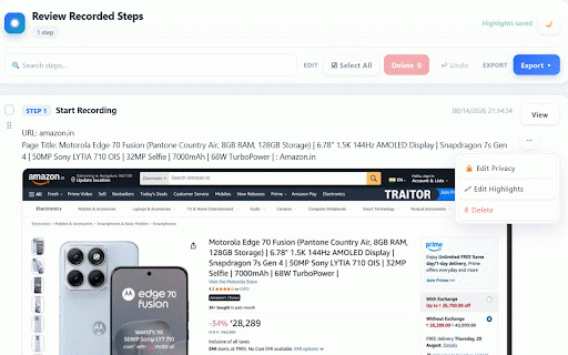 Simple Steps Recorder :: Record browser interactions with screenshots and generate step-by-step documentation for QA.