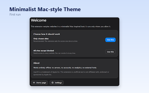 Minimalist Mac-style Theme :: Mac-inspired minimalist look for websites. Works offline. Unofficial, not affiliated with Apple.