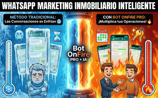 Bot OnFire PRO - WhatsApp Marketing Inmobiliario :: WhatsApp Marketing Inmobiliario + IA, flujos, envíos humanizados.