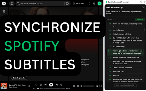 Lyric Beside · Spotify Transcript & Lyrics Exporter :: Side lyrics panel for the Spotify web player — auto-scrolling, highlighted, exportable, and translatable in 20+ languages.