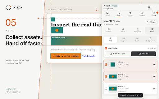 Visor — Local Visual Inspector :: Inspect CSS, measure spacing, test responsive viewports, audit page design, and export local visual changes.