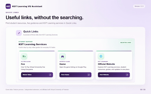 KST Learning VU Assistant :: View VU LMS courses, grades and degree progress; forecast results, manage accounts locally, and use study tools.