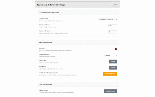 SpaceLearn :: Universal spaced repetition learning system for any study site