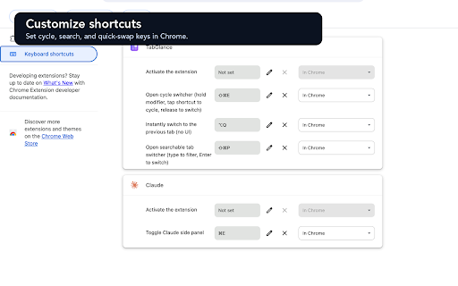 TabGlance - Visual Tab Switcher :: Keyboard visual tab switcher: thumbnail previews, MRU order, instant search, and one-key quick swap. Switch tabs by sight.