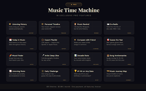 Music Time Machine :: Discover what year your song is from and explore other hits from that era.