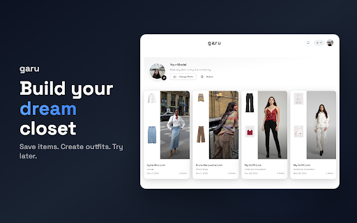 Garu: 360° Virtual Try Ons :: 360° virtual try-on for any store. See how clothes fit from every angle before buying. Works on any fashion site.