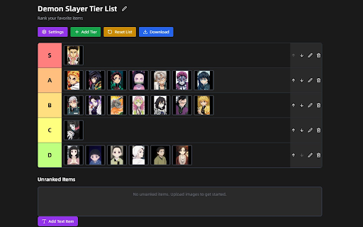 TierMakerPro :: Open TierMakerPro make-list in a Chrome side panel with a mobile-friendly layout.